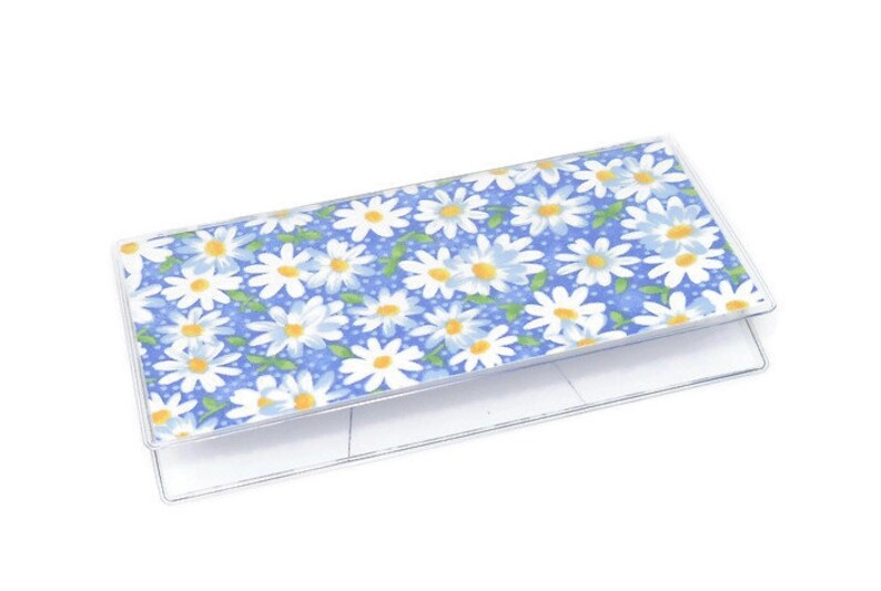 Checkbook Cover Daisy Blue Etsy