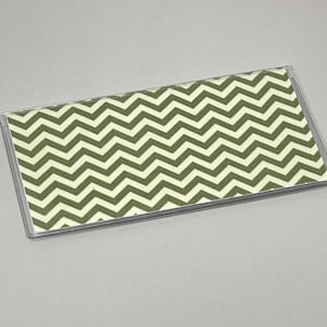 Checkbook Cover Green Chevron
