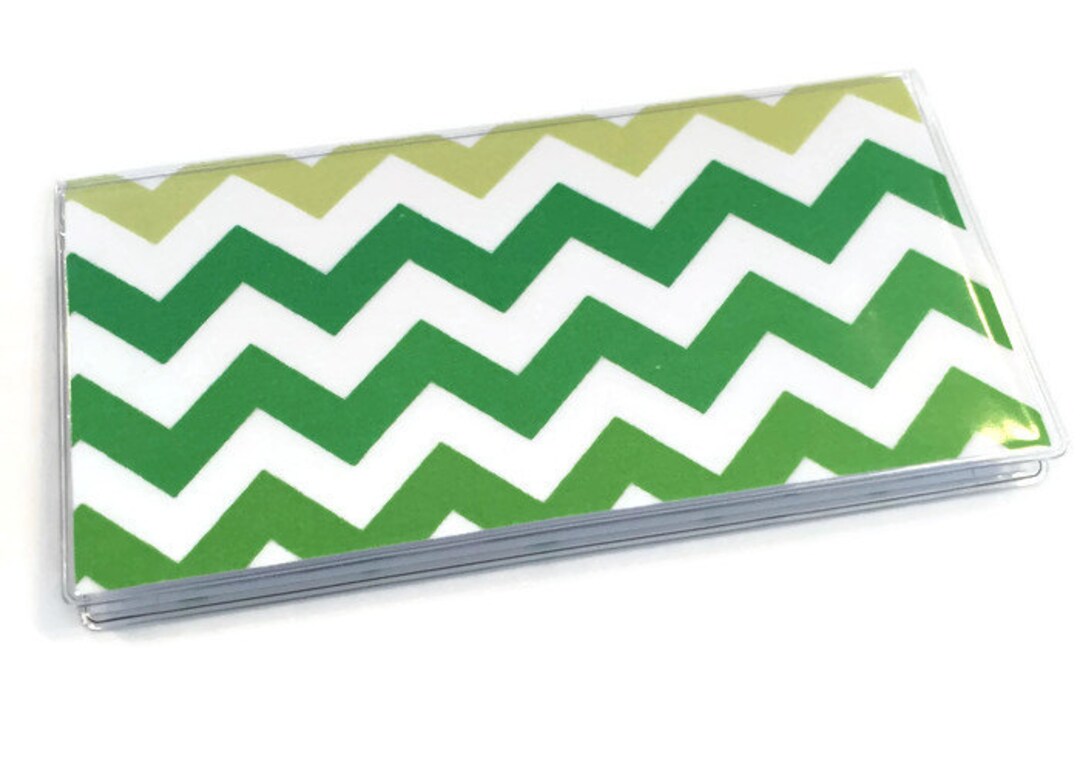 Checkbook Cover Green Ombre Chevron - Etsy