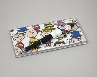 Juego de funda para chequera y bolígrafo con cuentas, personajes de Peanuts