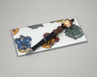 Juego de funda para chequera y bolígrafo con cuentas, escudos de las casas de Harry Potter