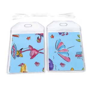 Luggage Tags Set of 2 Flamingos on the Beach