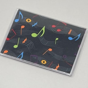 Card Case Mini Wallet Neon Music Notes
