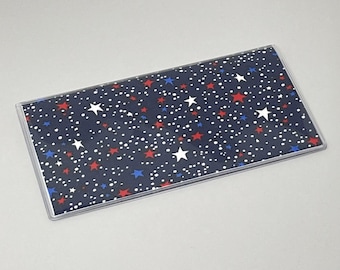 Checkbook Cover Red White & Blue Stars