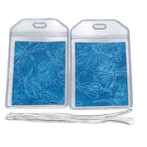 Luggage Tags Set of 2 Turquoise Dragonfly