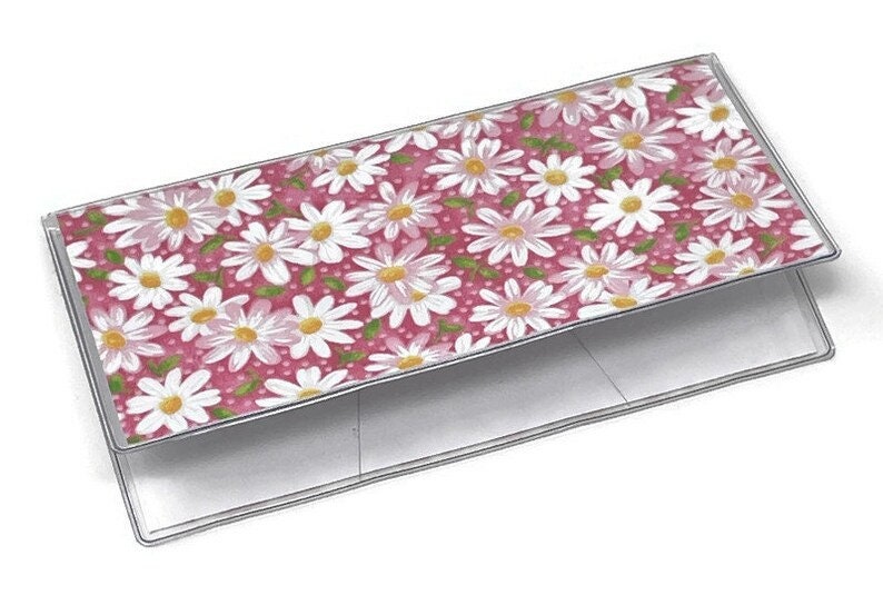 Daisy Pink Card Case Mini Wallet Checkbook Cover Passport Etsy