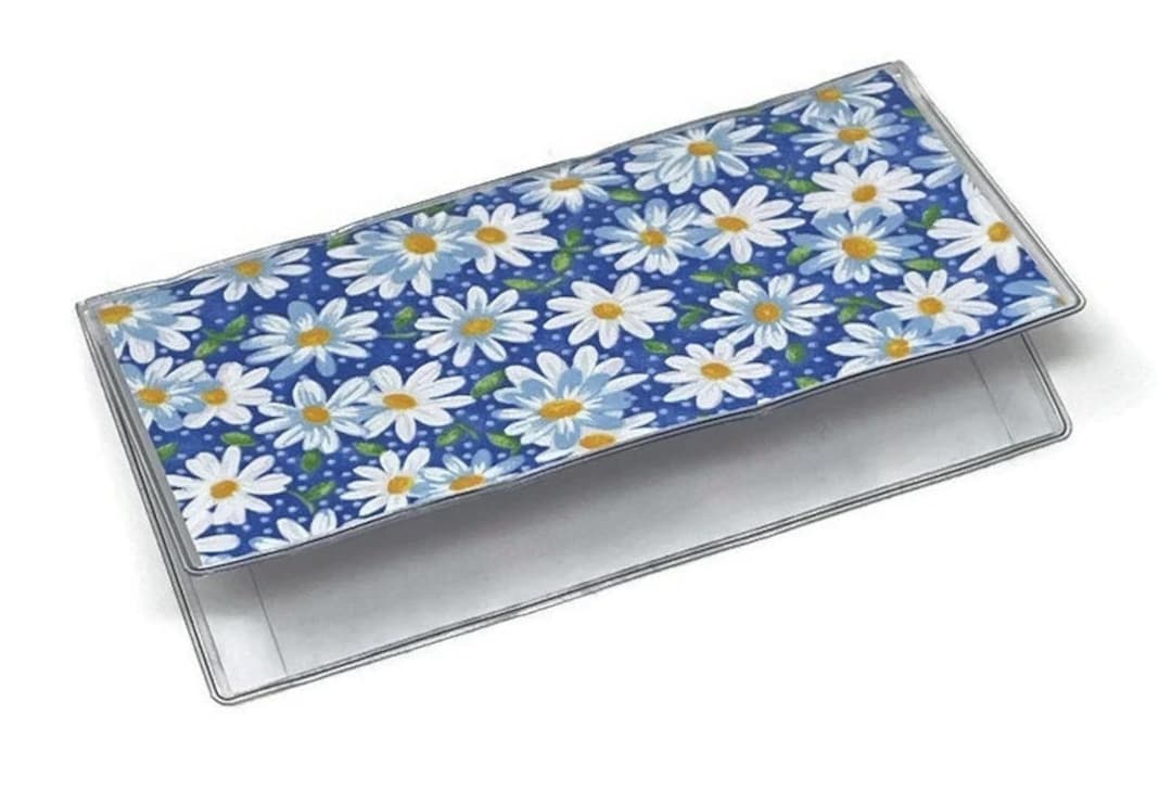 Checkbook Cover Daisy Blue Etsy