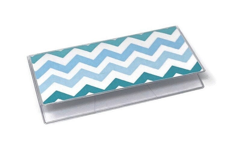 Checkbook Cover Blue Chevron image 1