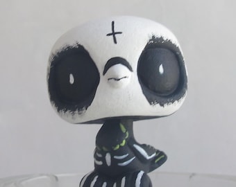 Corpse Paint - Bird - Skeleton - Custom, Littlest Pet Shop, LPS, OOAK - Halloween - Goth, Gothic - Parakeet
