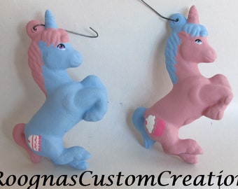 Li'l Sweetcake & Li'l Cupcake - G1 unicorn Baby Sister Ponies - MLP, My Little Pony, Christmas ornament - Yule - Xmas