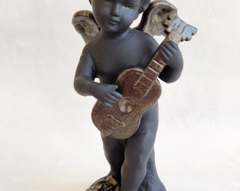 Guitar Demon, Devil - Ceramic, Figurine - Halloween - Gothic, Goth - Fallen Angel, Musician