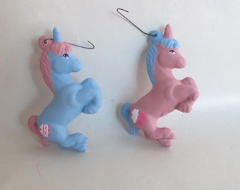 Christmas tree ornament, Li'l Sweetcake & Li'l Cupcake - G1 unicorn Baby Sister Ponies - MLP, My Little Pony, Yule, Xmas