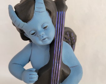 Devil Plays the Blues - Ceramic - Demon - Standing Bass - Musician - Gothic, Goth