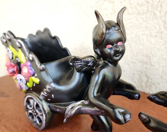 Chariots to the Underworld - Twin Devils, Day of the Dead, Dia de Muertos - Ceramic, Figurine - Halloween - Gothic, Goth - Fallen Angel
