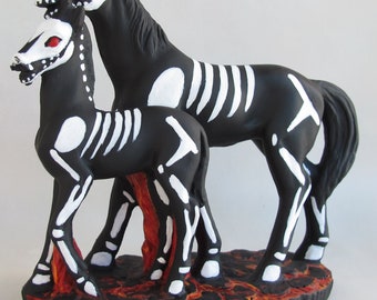 Skeleton Horses - Ceramic - Hellfire - Halloween - Gothic, Goth