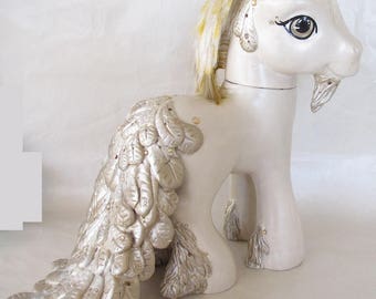 Peacock - My Little Pony - Custom, OOAK, Unicorn, Fantasy, Vintage - Art Neuvo