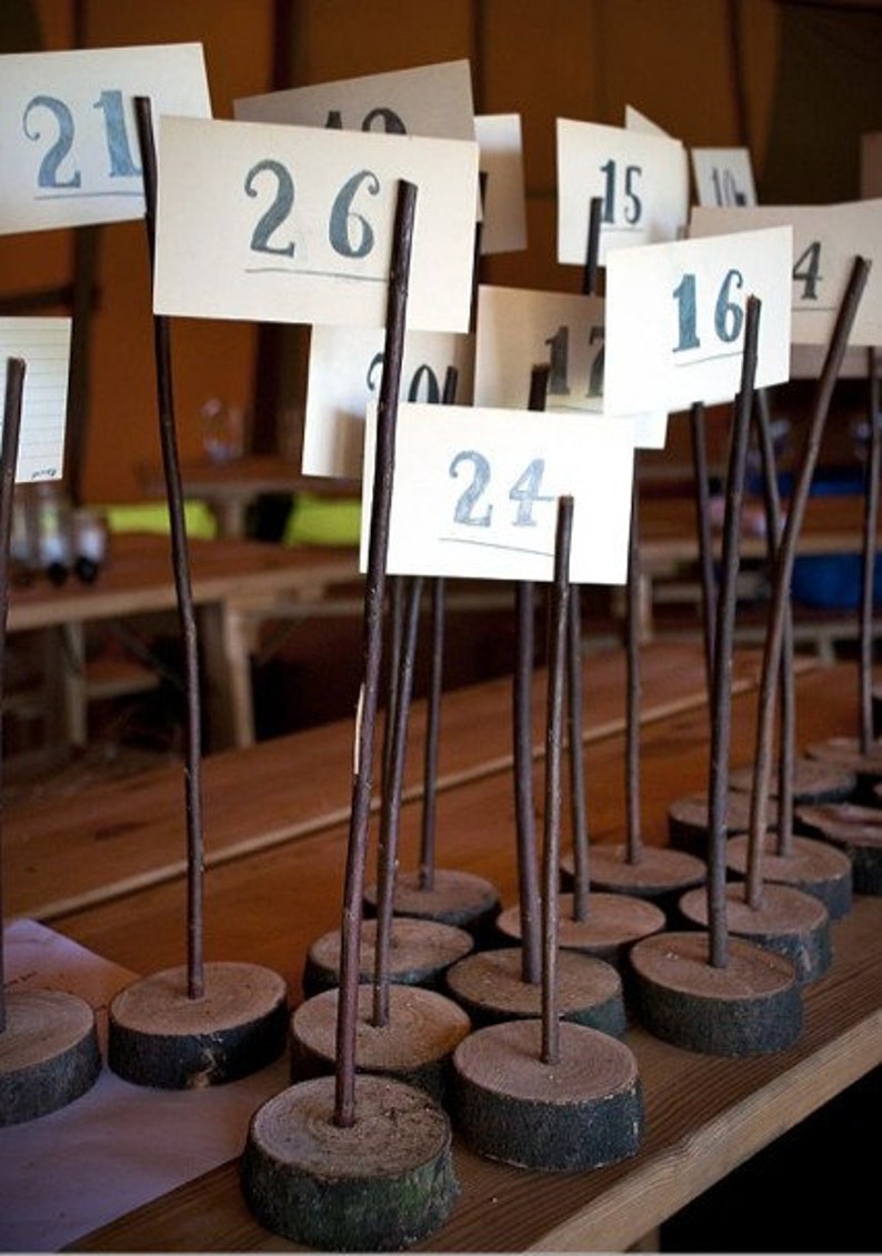 8 Wooden Table Number Holders Wedding Rustic / Shabby Chic Etsy