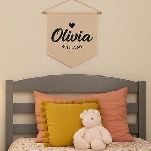 Custom Name Pennant, Custom Pennant, Personalized Name Wall Banner, Kids Nursery Decor, Baby Room Decor, Girl Pennant, Custom Name Flag