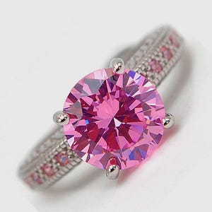 Pink Sapphire 925 Sterling Silver Ring: Women&#39;s Cocktail Engagement Ring