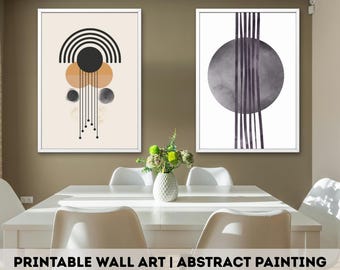 Boho Abstract Set 2 Print, Mid Century Modern Home Decor, Botanical ...