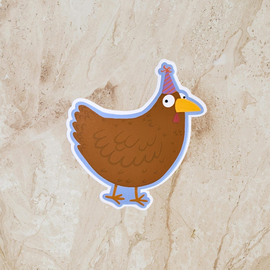 Funny Party Hen Sticker – Cute Handmade Vinyl Sticker, Matte or Holo ...