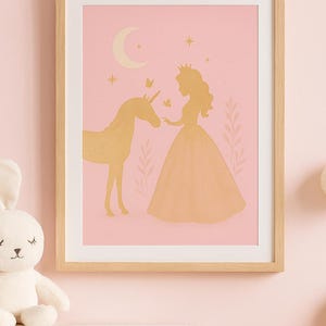 Princess Nursery Wall Art, Pink Fairytale Digital Download, Girl’s Room Decor, Instant Printable Poster