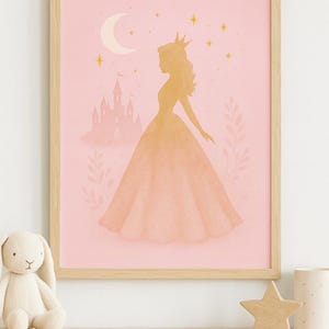 Princess Nursery Wall Art, Pink Fairytale Digital Download, Girl’s Room Decor, Instant Printable Poster
