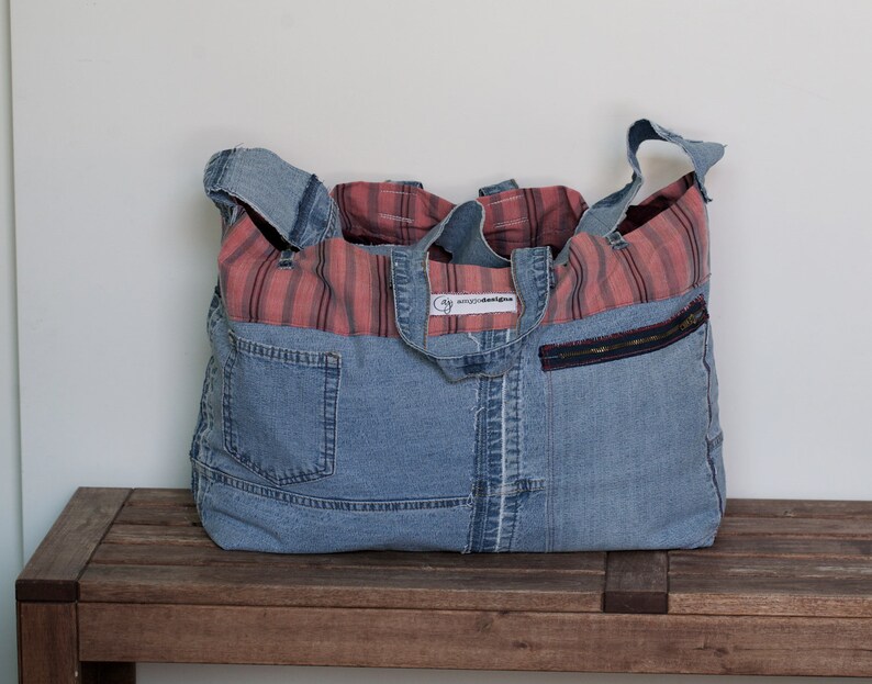 Ikat Bag With Recycled Denim Diaper Bag Large Over the Etsy