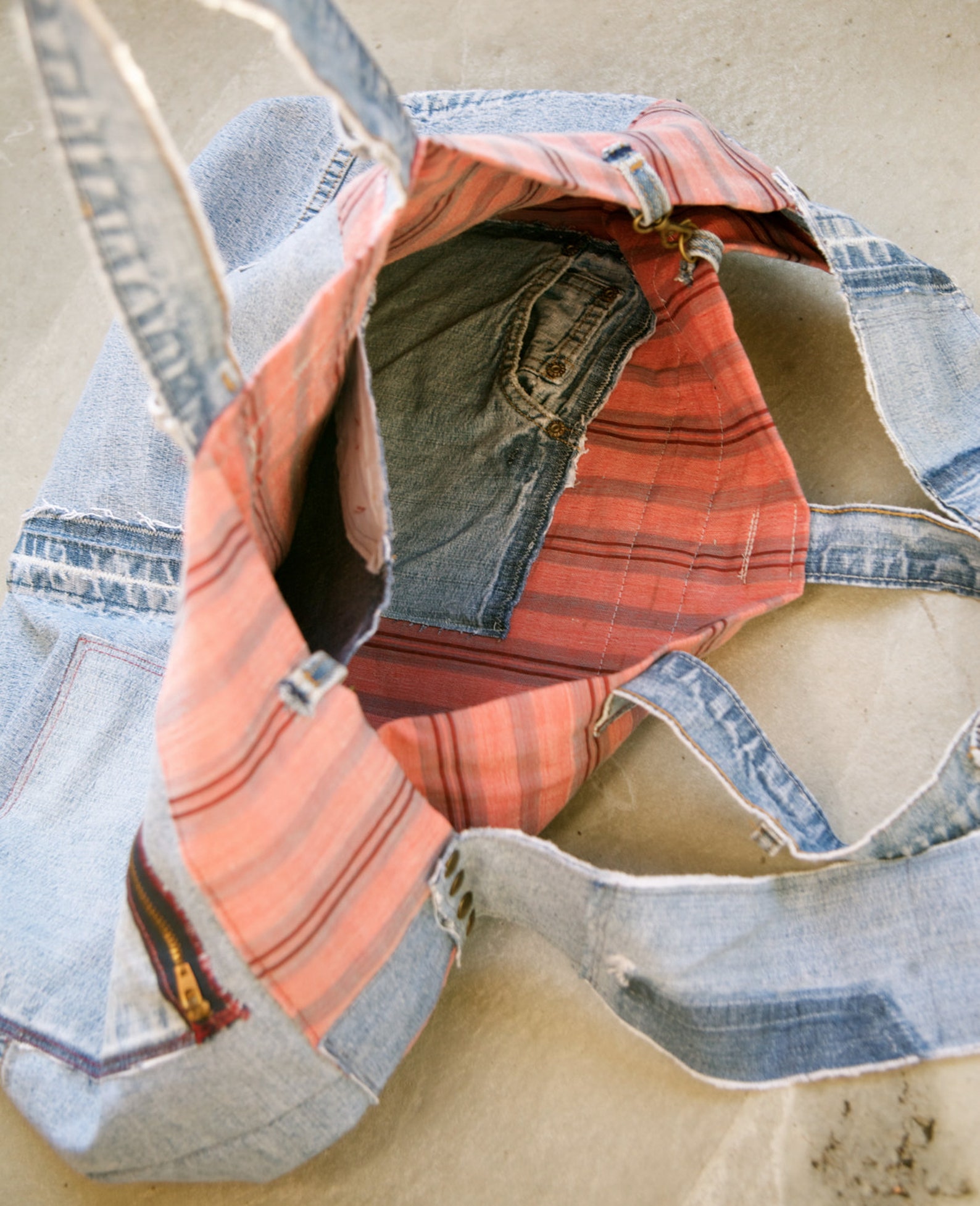 Ikat Bag With Recycled Denim Diaper Bag Large Over the Etsy