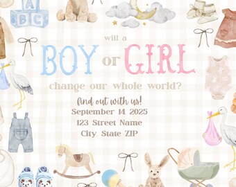 Will a Boy or Girl Change Our Whole World - Invitation Template