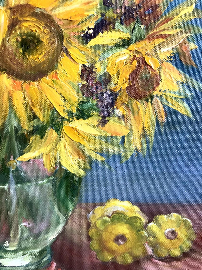 Sunflowers Original Oil Painting On Canvas Still Life 16x12 In sunflowers-original-oil-painting-on-canvas-still-life-16x12-in