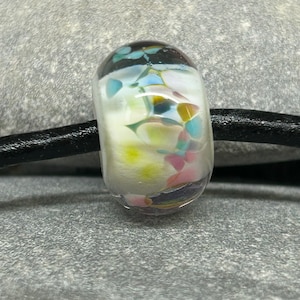 Feder Sprenkel, Lampwork Glas Großlochperle