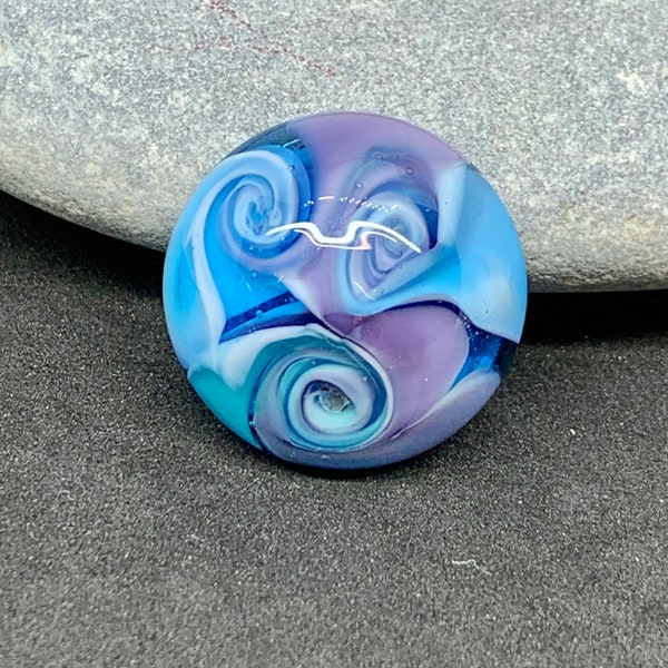 Purple and turquoise lampwork glass cabochon
