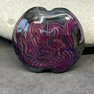 32mm burgundy twist focal- Lampwork Focal Bead