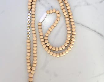 Personalized Wooden Bead Teacher Lanyard Custom Name ID Badge Holder