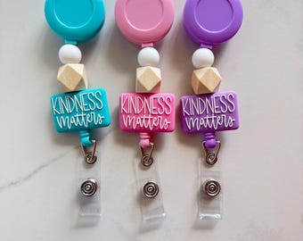 Beaded Badge Reel: Retractable ID Holder with Silicone Charm