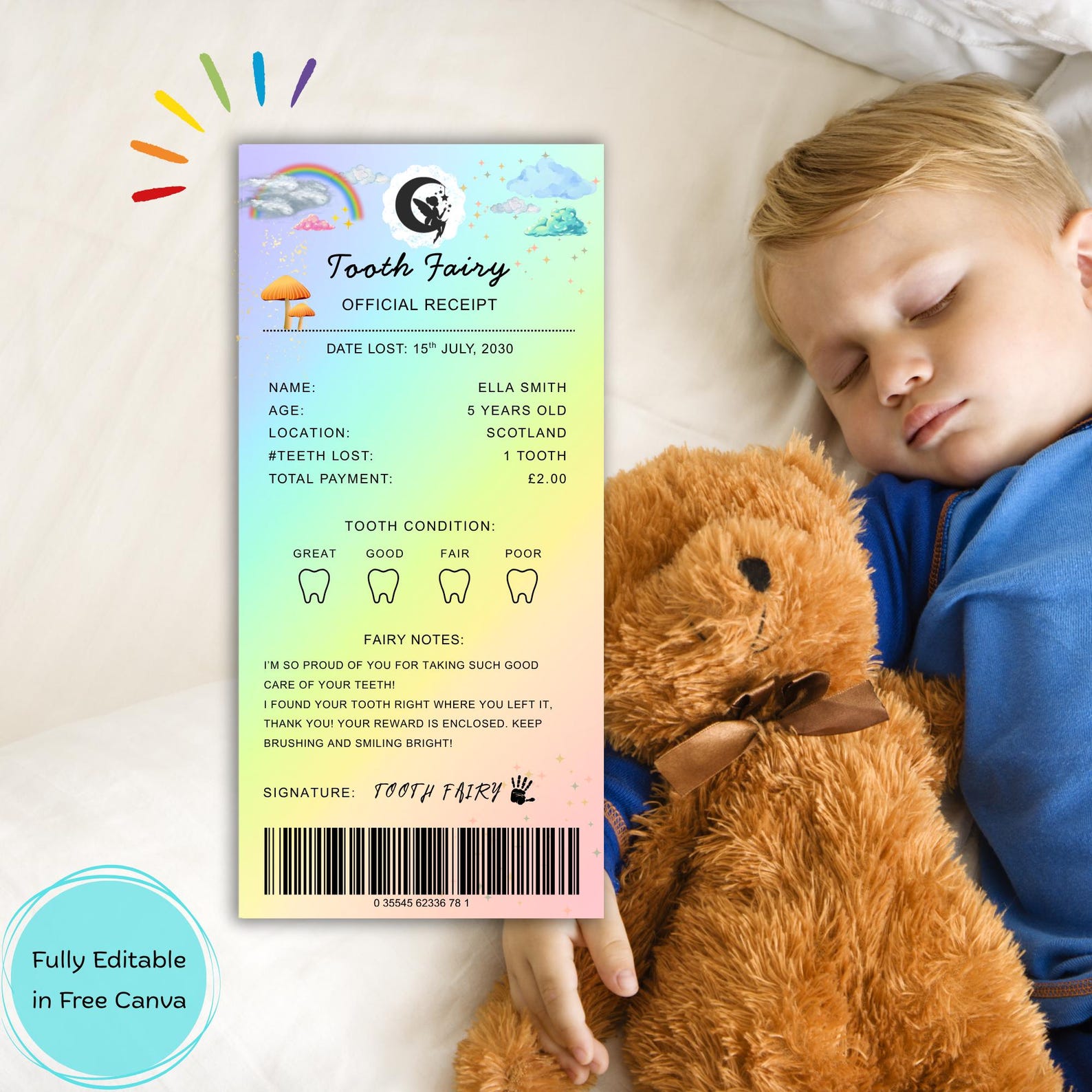 Tooth Fairy Letter | Editable Tooth Fairy Receipt | Lost Tooth ...