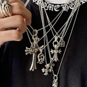 Kreuz Dog Tag Anhänger, Chrom Herzen inspiriert Anhänger, 925er Silber Gothic Tag, goldener Kreuz Anhänger, Streetwear Anhänger, silber Schmuck