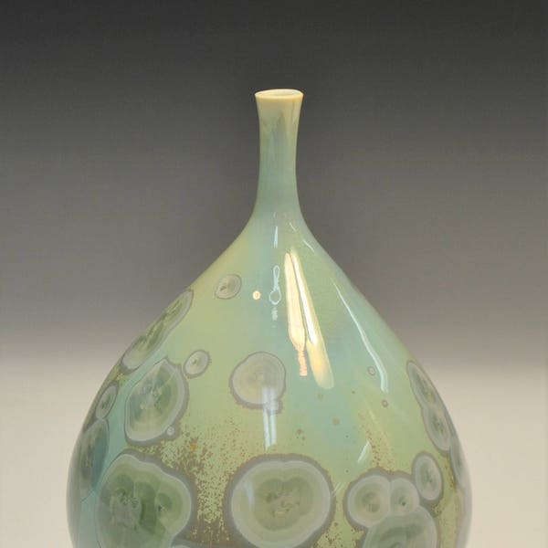 Light Green Crystalline Pottery Bottle