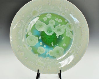 PLATO GRANDE de porcelana cristalina cristalina verde claro
