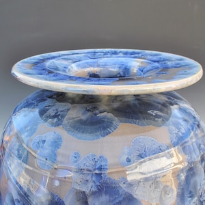 Tall Crystalline Glazed Pottery Jar Vase