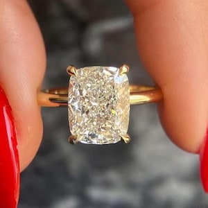3 CT Elongated Cushion Cut Moissanite Diamond Ring Cushion Moissanite Solitaire Engagement Ring 14K Yellow Gold Wedding Ring For Women