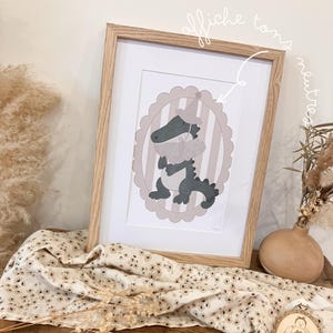 Nino das Krokodil Poster Illustration Dekoration Babyzimmer Kind Krokodil Retro Vintage Poster Geschenkidee Geburt beige neutrale Töne