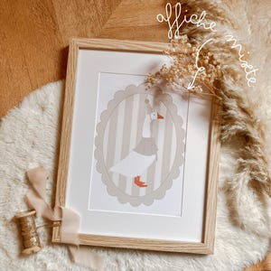 Sidonie Poster Illustration Dekoration Babyzimmer Kind Gans Retro Vintage Poster Geschenkidee Geburt Kind beige neutrale Töne