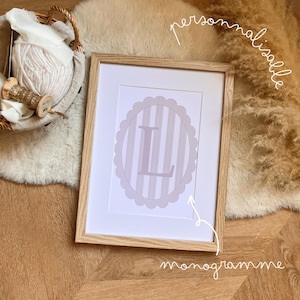 Anpassbares Plakat Leonard Monogramm Vorname Illustration Retro Beige Geschenkidee Geburt Dekoration Babyzimmer Kind Vintage