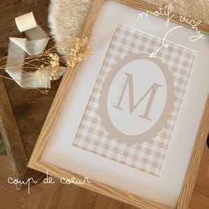 Póster personalizable con monograma de Lucien, ilustración del nombre, cuadros beige, idea de regalo, decoración de nacimiento, habitación de bebé, niño, vintage