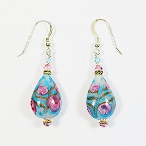 アンティーク★ムラーノガラス・ターコイズ鈴蘭★ドールピアス イヤリング★フランス ムラーノ by フランチェスカ シルバー925 てんとう虫 ピアス イル