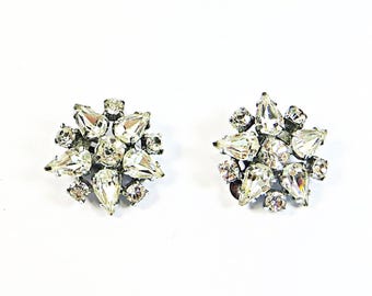 Orecchini a clip con cristalli anni '80, orecchini vintage "qualcosa di vecchio" per matrimonio, non per piercing