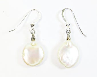 Orecchini di perle d'acqua dolce in argento sterling, gioielli semplici ed eleganti fatti a mano, clip disponibili