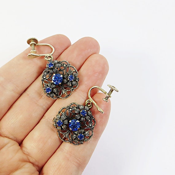 1930s 40s Bohemian Czech Filigree Earrings with B… - image 5